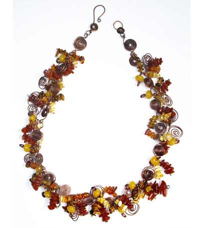 Amber And Copper Garland Necklace