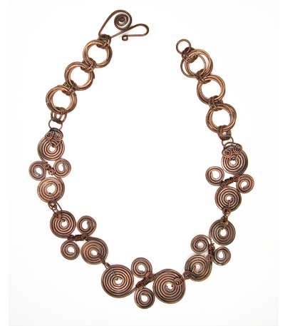 Celtic Spirals Necklace in Copper