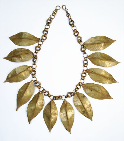 Chunky Leaf Necklace - Gold Leaves in Brass