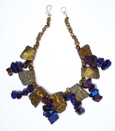 Chunky Purple And Gold Titanium Quartz Necklace