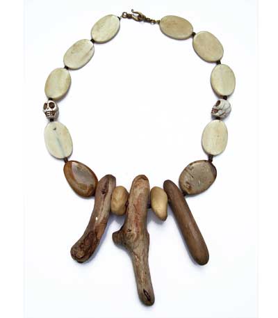 Driftwood Ceramic and bone Bead Necklace - Desert Island Discs
