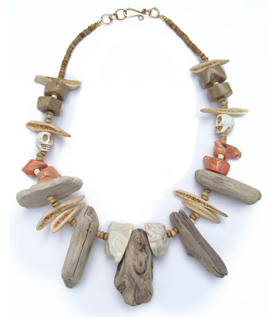 Driftwood Coral and Agate Beachcomber Necklace