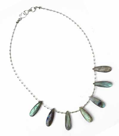 Exquisite Labradorite Spearheads Necklace on a Sterling Silver Bead Chain