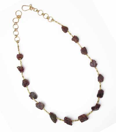 Garnet and Gold Bead Necklace