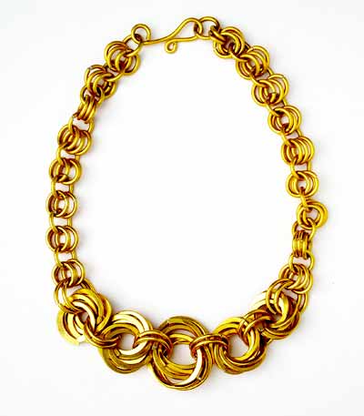 Gold Aluminium Graduated Rings Necklace