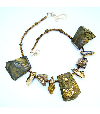Gold Titanium Quartz Slab Necklace
