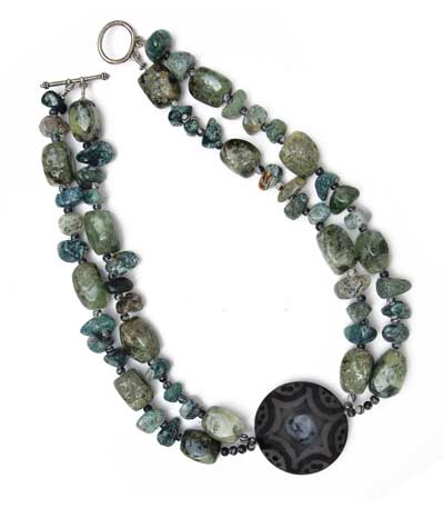 Green Garnet and Moss Agate Necklace