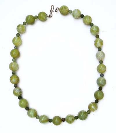 Green jade bead necklace