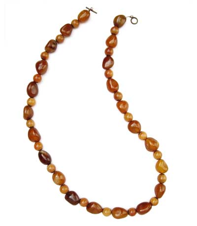 Handmade Original Agate and Honey Jade Bead Necklace