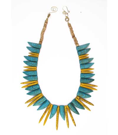 Handmade Original Yellow and Turquoise Howlite Necklace