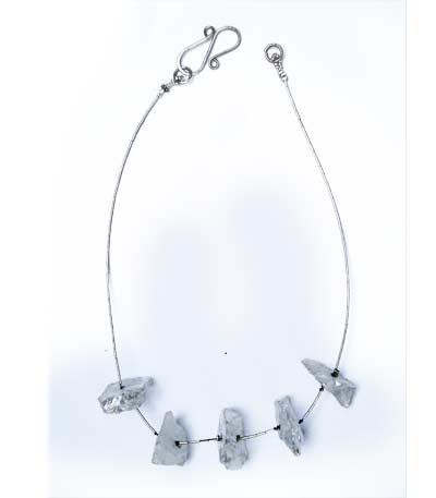 Mystic Quartz Crystals Necklace On Liquid Sterling Silver Tube Bead Chain