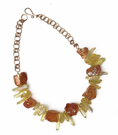 Oranges and Lemons Crystal Quartz Nuggets and Points Necklace