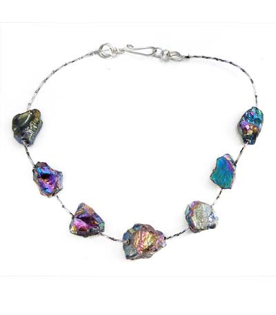 Rainbow Quartz Nugget on Silver Necklace