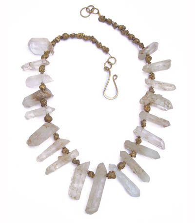Raw quartz points necklace