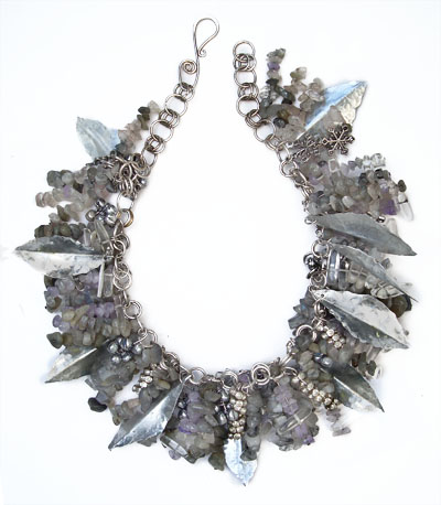 Rose Quartz and Ametrine Necklace - Silver Fairy Garland