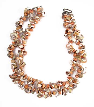 Shell And Pink Coral Necklace - Double String Garland