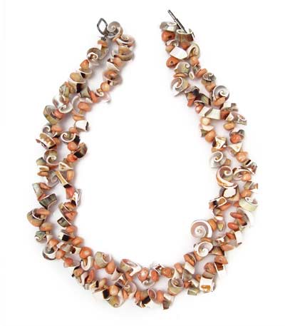 Shell Curls And Pink Coral Garland Necklace