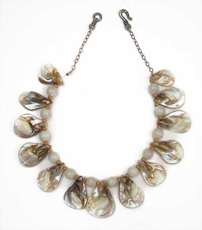Shell Teardrop and Moonstone Necklace