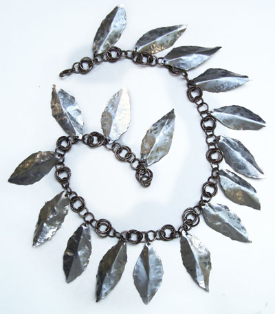 Silver Leaves Boho Necklace in Aluminium -  Leaves By Silvery Moonlight