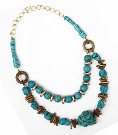 Turquoise and Gold Two Tier Necklace