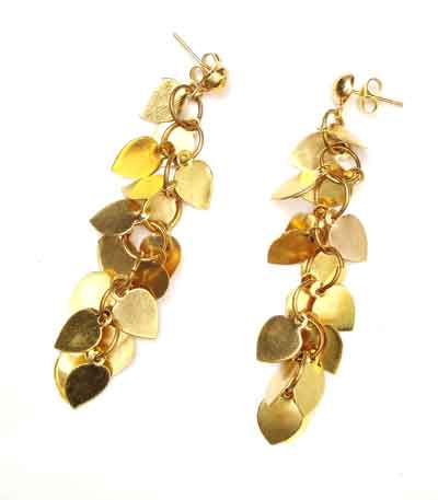 Brass Heart Cluster Arrowhead Earrings
