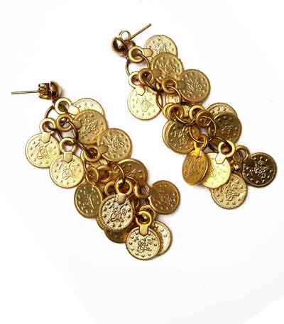 Brass Medalion Cluster Earrings