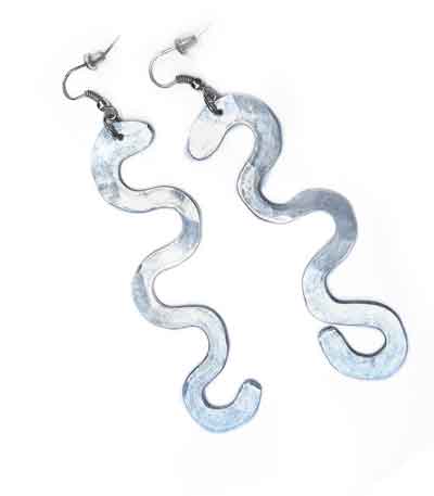 Hammered Silver Hammered Serpentine Earrings