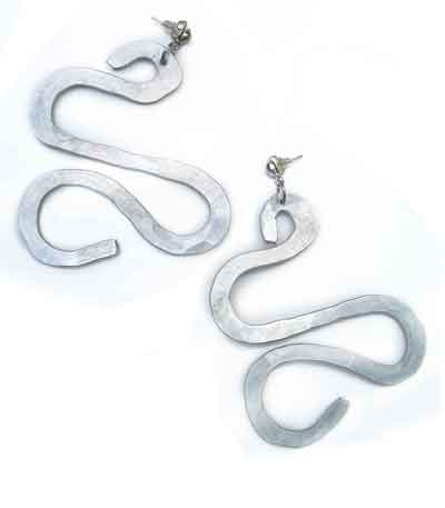 Hammered Slver Aluminium Serpentine Earrings