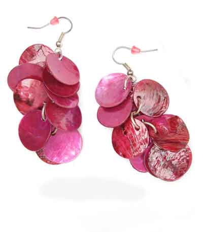 Pink Mussel Shell Paillettes Earrings