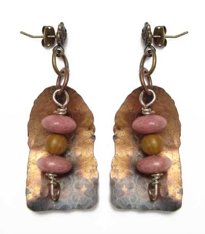 Rhodochrosite and Copper Earrings