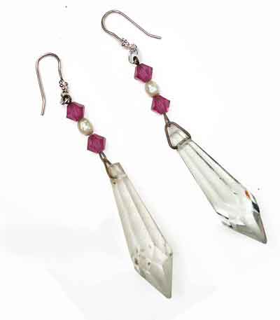 Vintage Crystal Drop Pearl and Glass Earrings