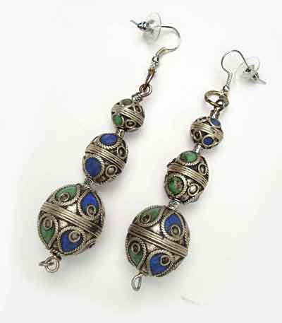Vintage Morrocan Silver Bead Earrings