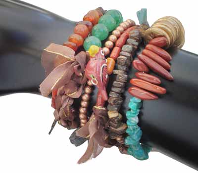 Assorted Gemstone Bead Coil Bracelet
