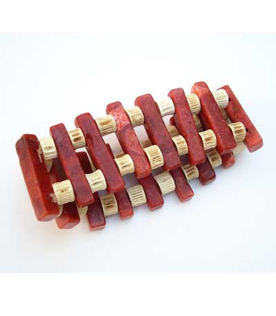 Coral and Bone Stretch Fit Bracelet