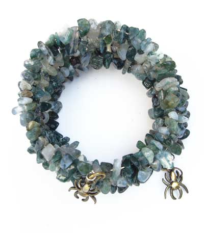 Moss Agate Bead Coil Bracelet
