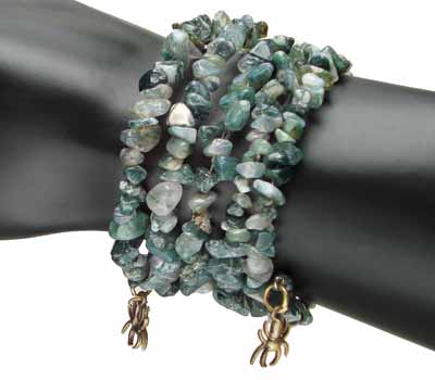 Moss Agate Bead Coil Bracelet