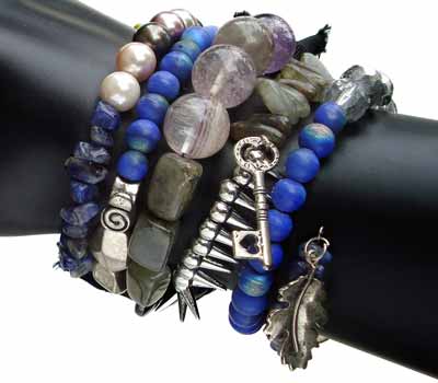 Silver and Blue Boho Gypsy Bracelet