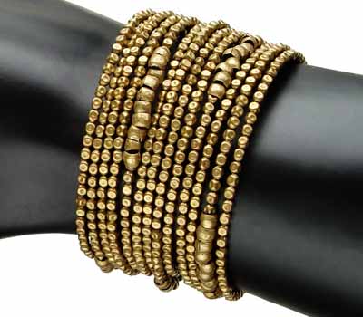 Vintage Indian Brass Bead Coiled Cuff