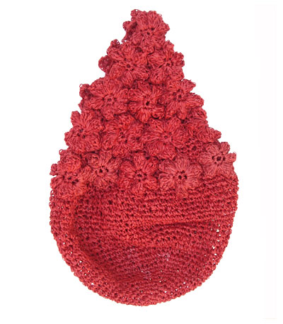 Raffia Crochet Flower Cocoon Style Hand Bag in Red222