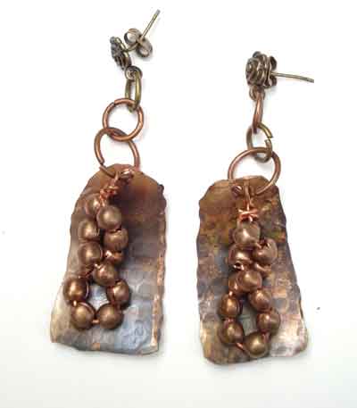 Twisted knot copper Bead Earrings