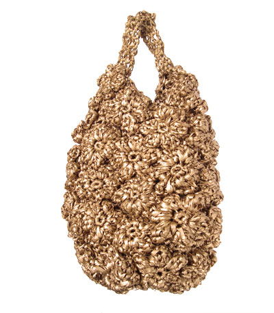 Gold Floral Crochet Cocoon Bag