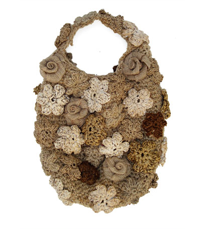 Large Crochet Sling Bag With Flowers