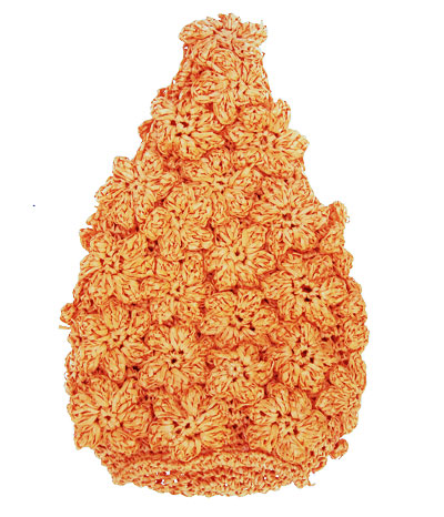Large Orange Raffia Crochet Flower Cocoon Style Hand Bag in Orange