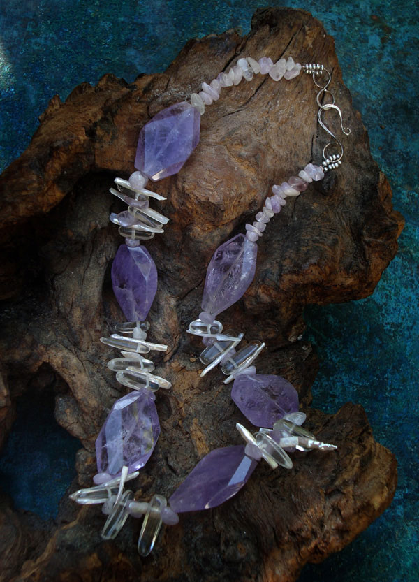 Ametrine, Freshwater Pearl Spears And Crystal Quartz Necklace.