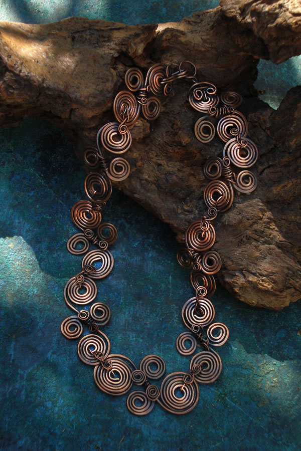 Celtic Spirals Necklace in Copper