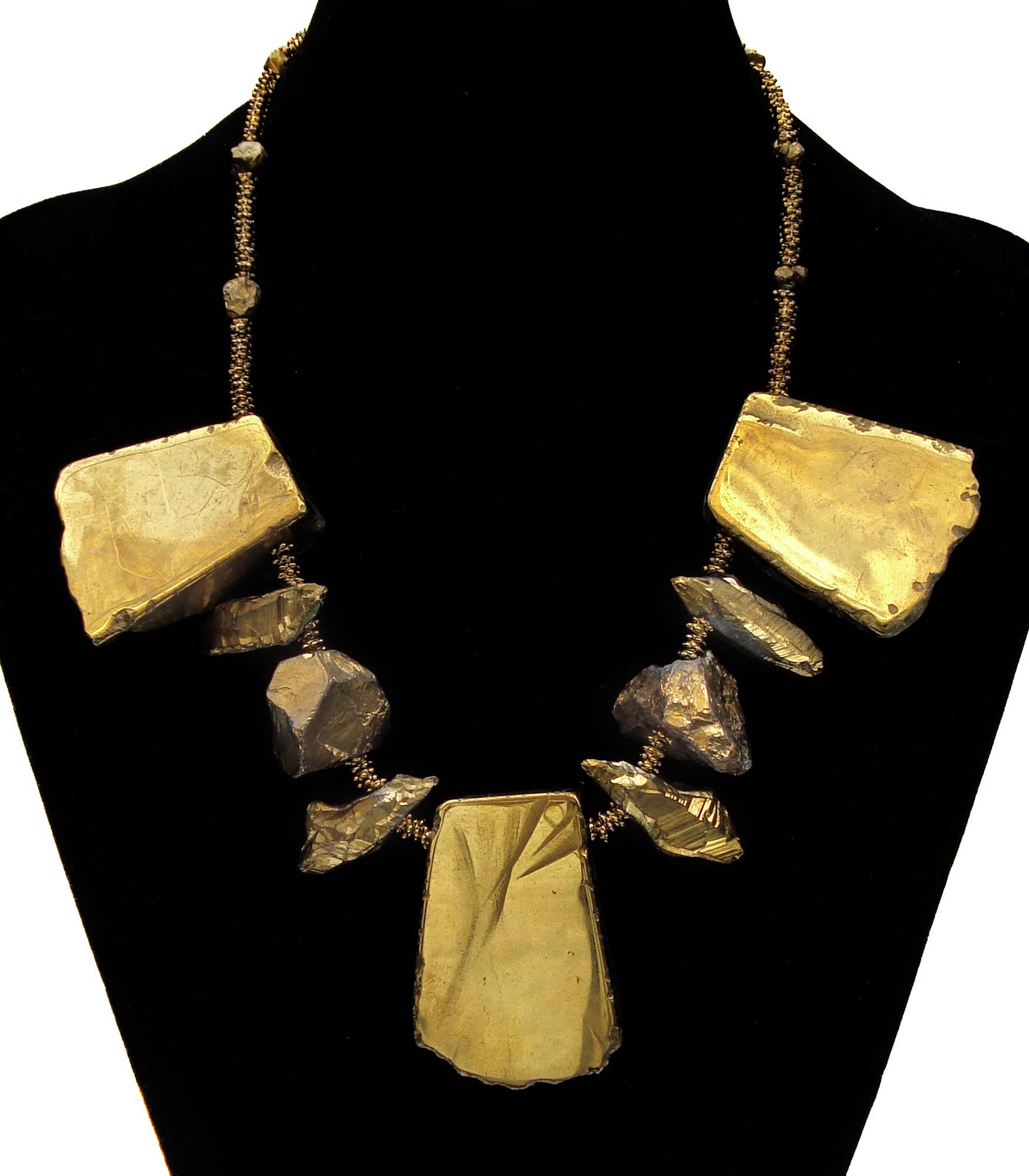 Gold Titanium Quartz Chunky Statement Necklace