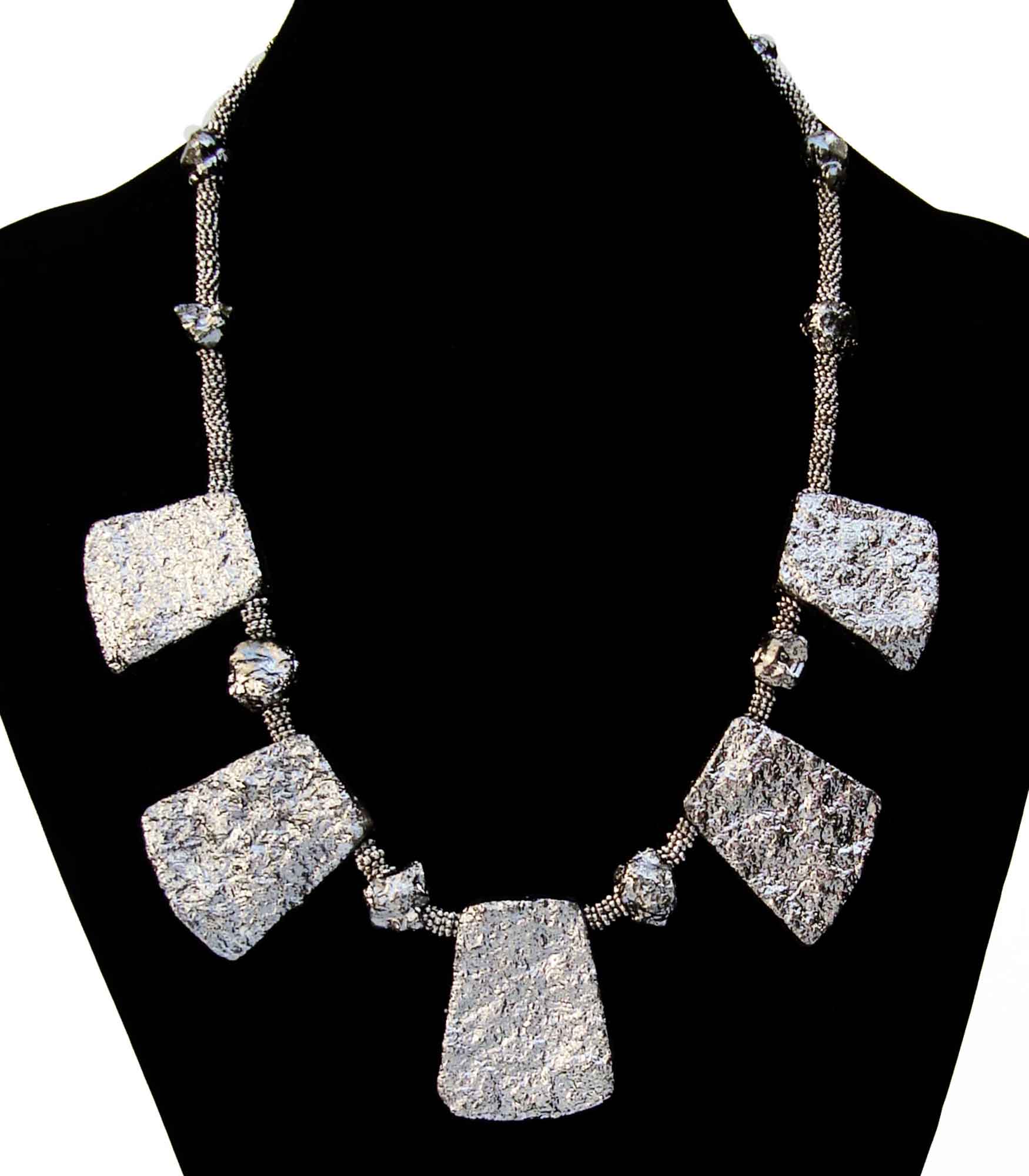 Chunky Silver Titanium Quartz Necklace