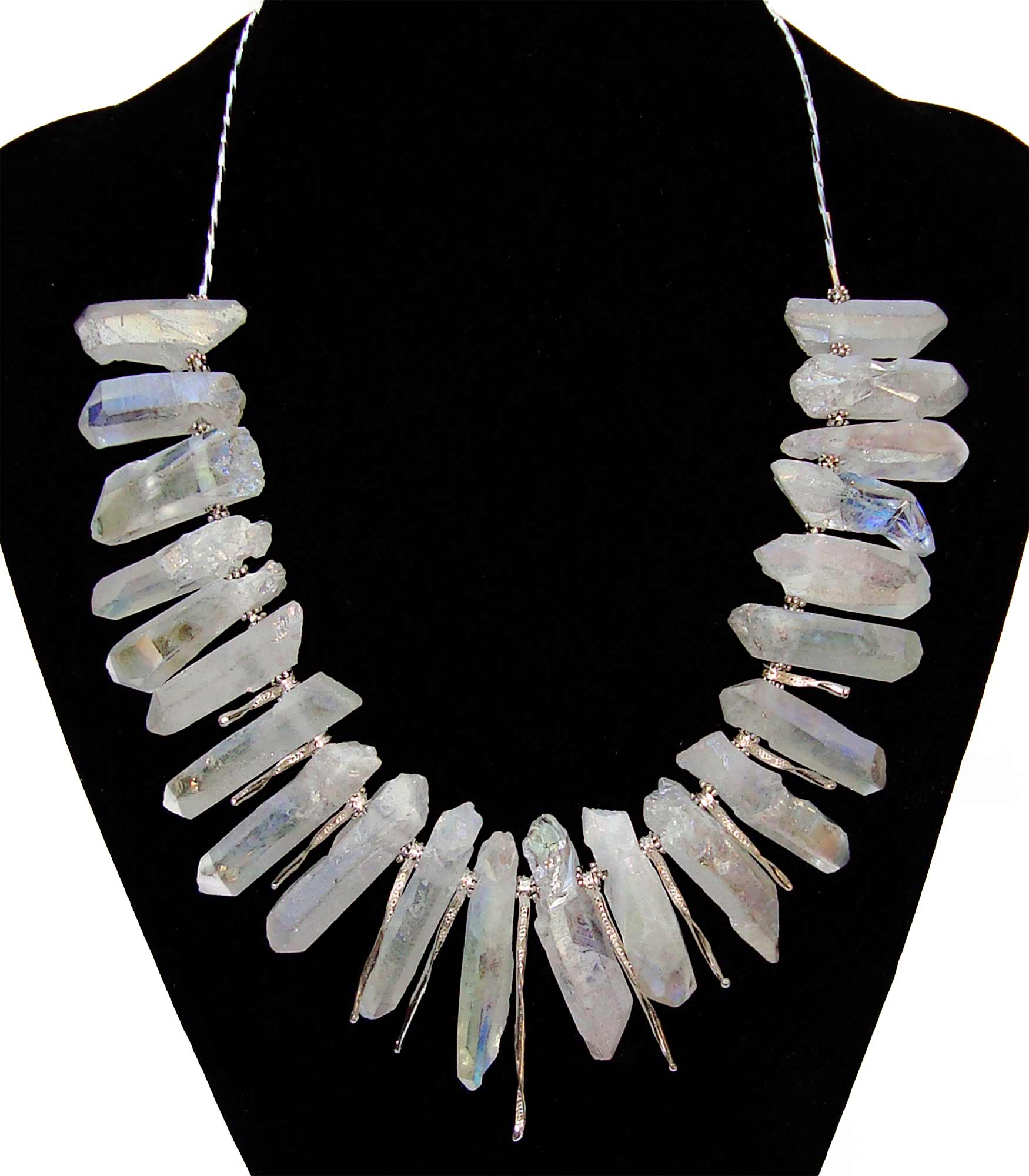 Chunky Mystic Quartz and Silver Necklace