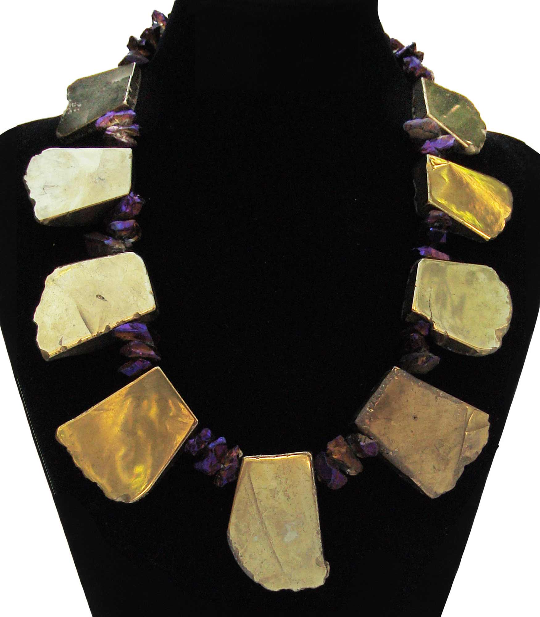 Gold and Purple Titanium Quartz Statement Necklace