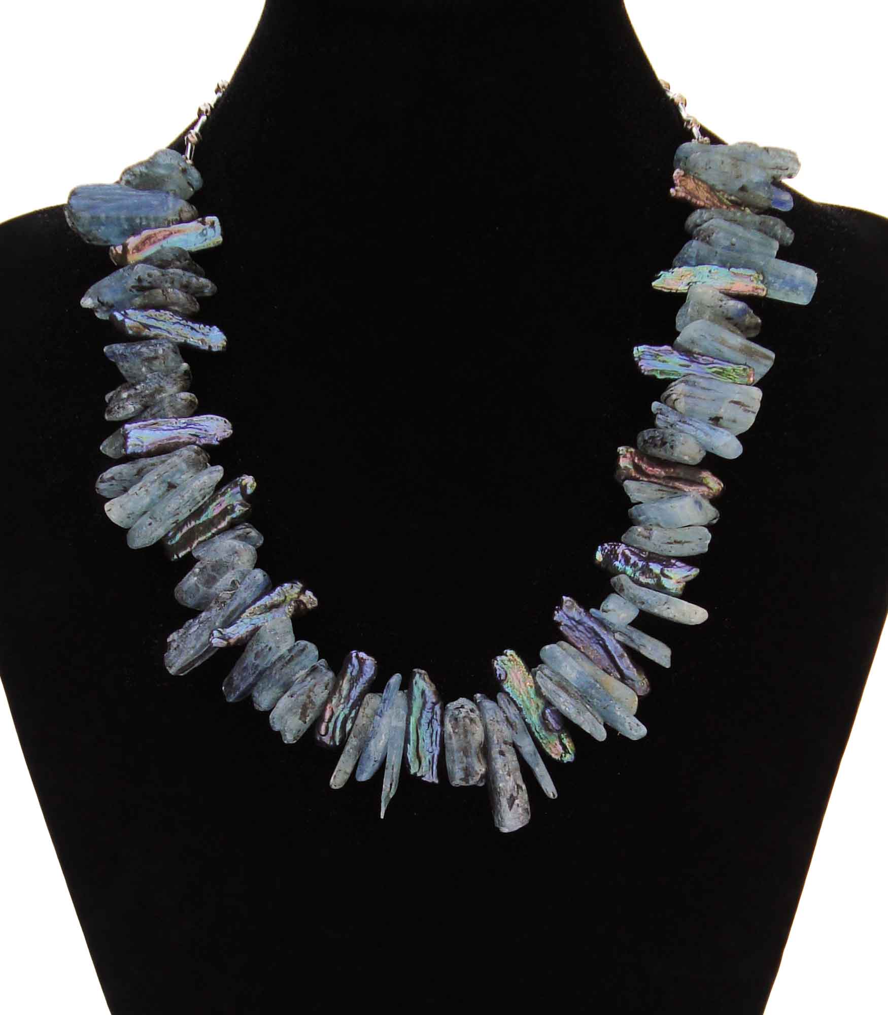 Kyanite and Biwa Pearl Necklace